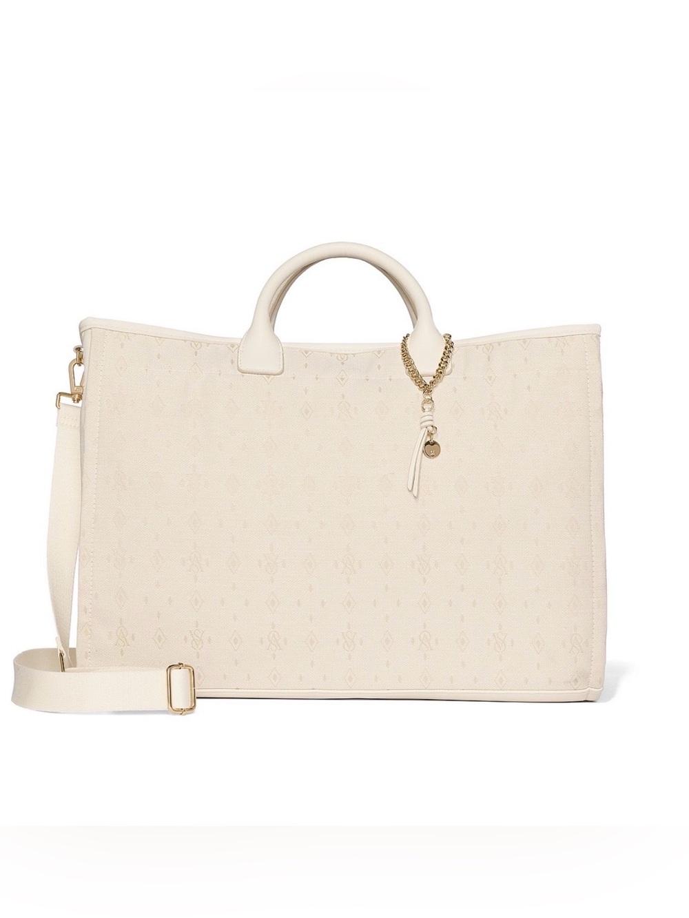 Victoria's Secret White Foyard Handle Tote Bag